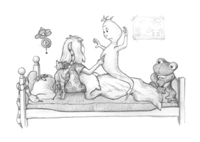 Mia mit Erwin im Bett